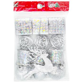 Silver Christmas Tree Decorations 13pcs 4cm - buy, prices for COSMOS - photo 1