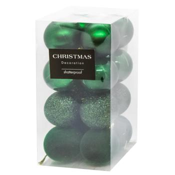 Шары елочные Koopman 5см 16шт зеленый