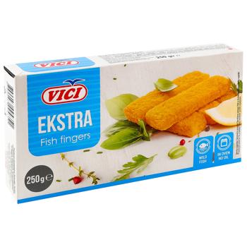 Палочки рыбные Vici из рубленого филе в панировке замороженные 250г - купить, цены на Чудо Маркет - фото 1