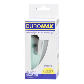 Степлер BuroMax Pastel 111x62x32мм м'ятний