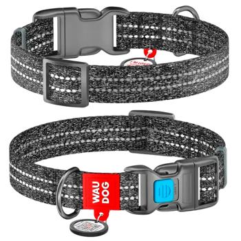 Waudog Re-Cotton Reflective Dog Collar with QR Passport 28-40cm/20mm Gray - buy, prices for MasterZoo - photo 1