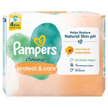 Салфетки влажные Pampers Harmonie Protect&Care 4x44шт - купить, цены на - фото 4