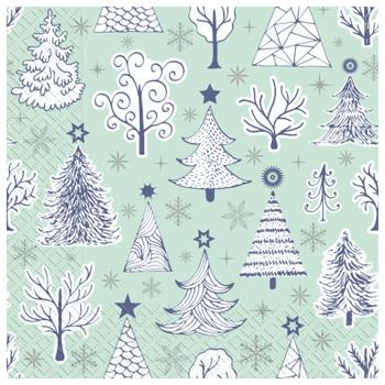 Margo New Year's Forest Three-layer Napkins 33x33cm 18pcs