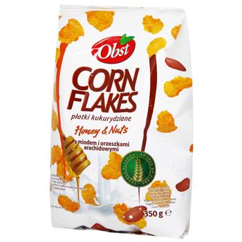 Кукурудзяні пластівці OBST з мед. та арах. 350 г (Польща) - купить, цены на КОСМОС - фото 2