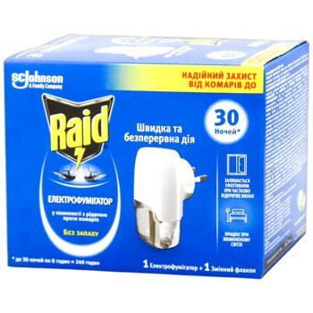 Электрофумигатор Raid с жидкостью против комаров 30 ночей - купить, цены на КОСМОС - фото 1