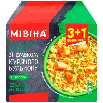 Вермішель МІВІНА® Курячий бульйон негостра 59,2г*4шт - купити, ціни на МегаМаркет - фото 3