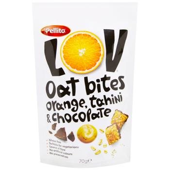 Pellito Oatmeal Snacks with Orange and Tahini Covered in Dark Chocolate 70g - buy, prices for WINETIME - photo 1
