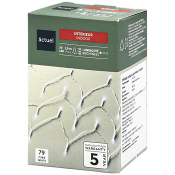 Гирлянда Actuel 30LED белая на батарейках 3,05м - купить, цены на Auchan - фото 1