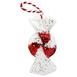 Прикраса Цукерка плоска червоно-біла 19см