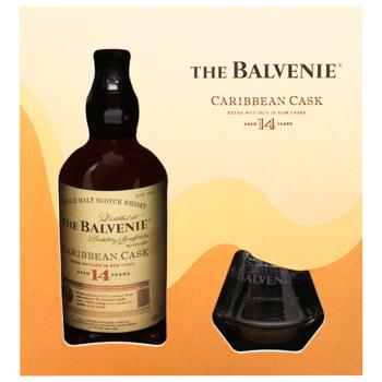 Віскі Balvenie Caribbean Cask 14 років 43% 0,7л + 2 склянки - купити, ціни на WINETIME - фото 2