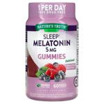 Мелатонин для сна, Sleep Melatonin, Nature's Truth, вкус ягодной смеси, 5 мг, 60 веганских жевательн