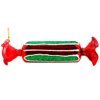 Bona Di Candy Christmas Tree Decoration 3.5x14cm Red with Green Glitter - buy, prices for WINETIME - photo 1