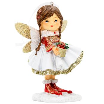 Bona Di Baby Fairy with Gift Decorative Hanging Figurine 11.5cm Red and White