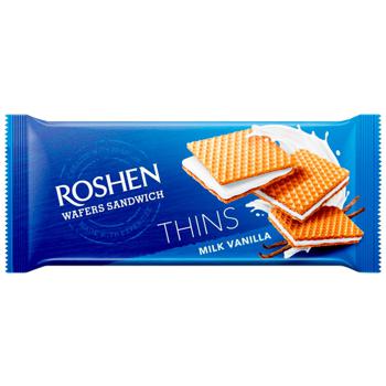 Вафлі Roshen Wafers Sandwich Thins молоко-ваніль 55г - купити, ціни на ULTRAMARKET - фото 2