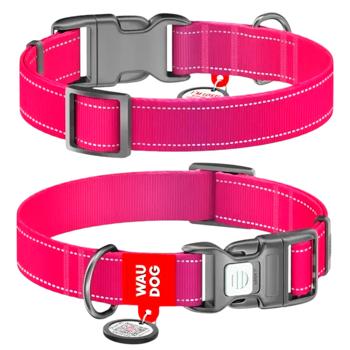 Нашийник для собак Collar Waudog Nylon Mono M - рожевий - купить, цены на MasterZoo - фото 1