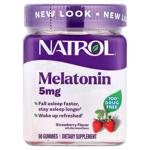 Мелатонин, вкус клубники, Melatonin, Natrol, 5 мг, 90 жевательных конфет