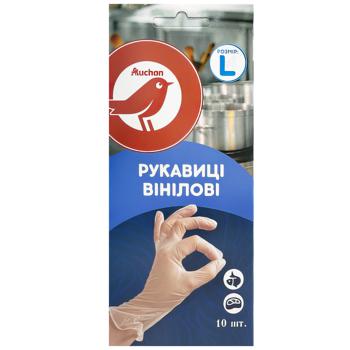 Рукавички господарські Ашан вінілові розмір L 10шт - купити, ціни на Auchan - фото 1