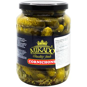 Огірки Mikado Корнішони 680г - купити, ціни на КОСМОС - фото 1