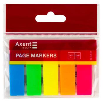 Закладки Delta пластиковые с клейким слоем неон 5 цветов 12х45мм 125шт