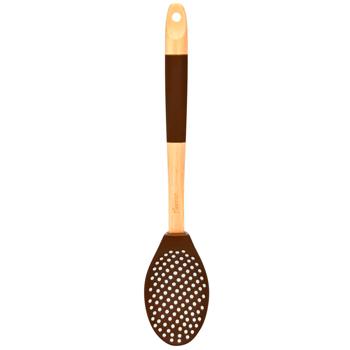 Ложка сервировочная Fissman Chef's Tools силикон с деревянной ручкой 31,5см