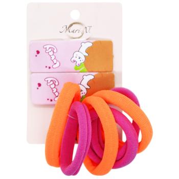 Mari N. Set of Kid's Hair Clips with Print and Elastic Bands 8pcs in assortment - buy, prices for Auchan - photo 2