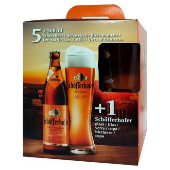 Schofferhofer Beer Set 5% 5x0.5 l + Glass