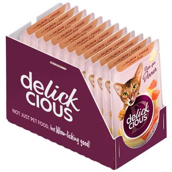 Корм влажный Delickcious Полоски с лососем и сыром для кошек 85г - купить, цены на - фото 2