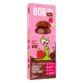 Цукерки Bob Snail Яблуко-малина в чорному шоколаді 30г