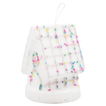 Прикраса Хатинка біла з бісерною стрічкою 13см