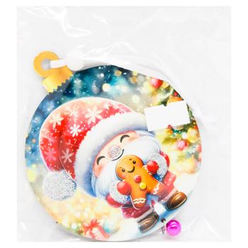 Decorative Double-Sided Ball Pendant with Glitter Inserts and Santa Bell 10*0.4*10.5cm - buy, prices for Za Raz - photo 5