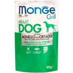 Корм вологий Monge Grill з ягням та овочами для собак 100г