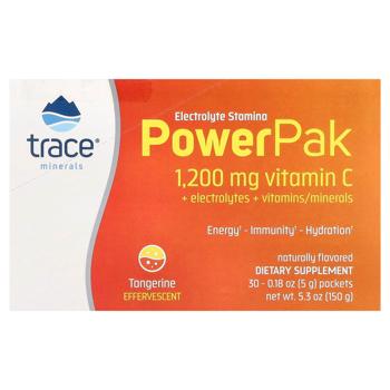 Електроліти зі смаком мандарину, Electrolyte Stamina Power Pak, Trace Minerals Research, 30 пакетів  - купити, ціни на Біотус - фото 1