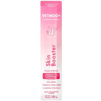 Ласощі для котів Moochie Vetmoo+ Skin Booster з тунцем та чорницею для підтримки здоров’я шкіри та шерсті 24шт х 12г - купити, ціни на MasterZoo - фото 1