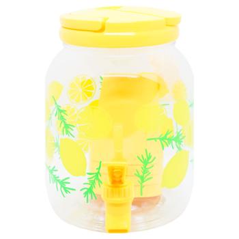 Набор для напитков Зед Банка с краном 2,5л + 4 стакана Лимон - купить, цены на ЕКО Маркет - фото 2