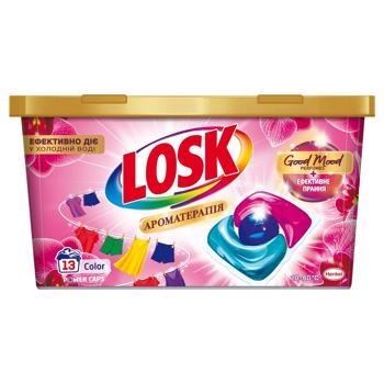 Капсулы для стирки Losk Color Power Ароматерапия Эфирные масла и аромат Малазийский цветок 13шт - купить, цены на Идеал - фото 2