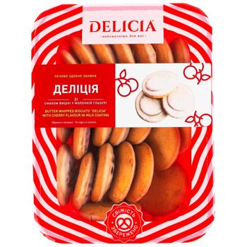 Печенье Delicia со вкусом вишни в молочной глазури 300г - купить, цены на Cупермаркет "Харьков" - фото 1