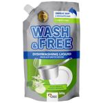 Засіб для миття посуду Wash&Free Зелене яблуко і екстракт едельвейса 500г