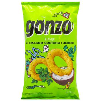Gonzo Corn Rings with Taste of Sour Cream and Greens 75g - buy, prices for ULTRAMARKET - photo 1