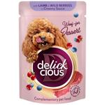 Delickcious Wet Food Flakes with Lamb and Wild Berries in Creamy Sauce for Adult Dogs 80g