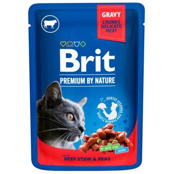 Brit Premium Wet Food with Stewed Beef and Peas for Adult Cats 100g - buy, prices for MasterZoo - photo 1