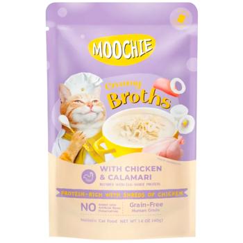 Корм вологий Moochie Сreamy Broths з куркою та кальмарами для котів 40г - купити, ціни на MasterZoo - фото 1