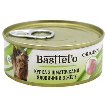 Корм для собак Basttet'o курка з шматочками яловичини в желе 85г