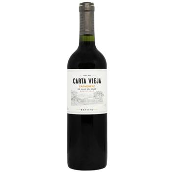 Вино Carta Vieja Carmenere червоне сухе 14% 0,75л - купити, ціни на МегаМаркет - фото 1