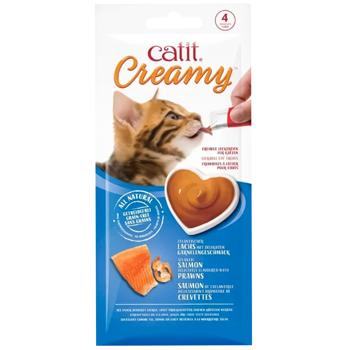 Catit Creamy Salmon & Prawns Flavor ласощі кремові для котів 4х10 г - лосось та креветки - купить, цены на MasterZoo - фото 1