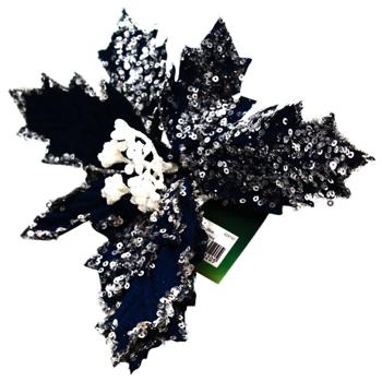 Украшение Цветок пуансеттия на клипсе 24см в ассортименте - купить, цены на METRO - фото 3