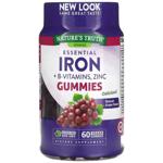 Залізо, вітаміни групи B, цинк, Essential Iron + B-Vitamins, Zinc, Nature's Truth, натуральний виноград, 60 веганських жувальних таблеток