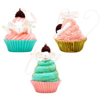 Декоративна підвісна фігурка Мишка в капкейці 11см 3 дизайни 838-440 BONADI 1 шт - купити, ціни на WINETIME - фото 1