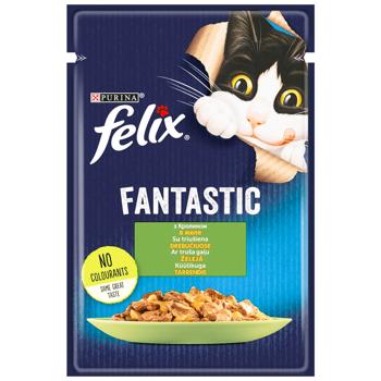 Корм влажный Felix Fantastic с кроликом для взрослых кошек 85г