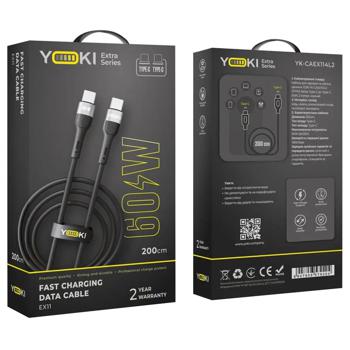 Yoki Extra Type-C to Type-C Black Cable 60W 2m YK-EX11 - buy, prices for - photo 1