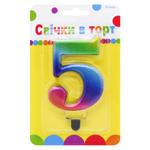 Party Favors Digit 5 Colored Cake Candle 9cm